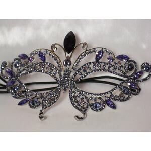 Purple rhinestone crystal mask, masquerade costume ball purple prom bridal mask